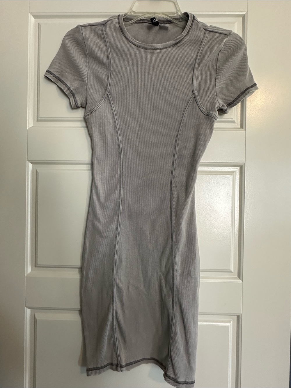 H&M Light Gray Short Sleeve Bodycon Mini Dress